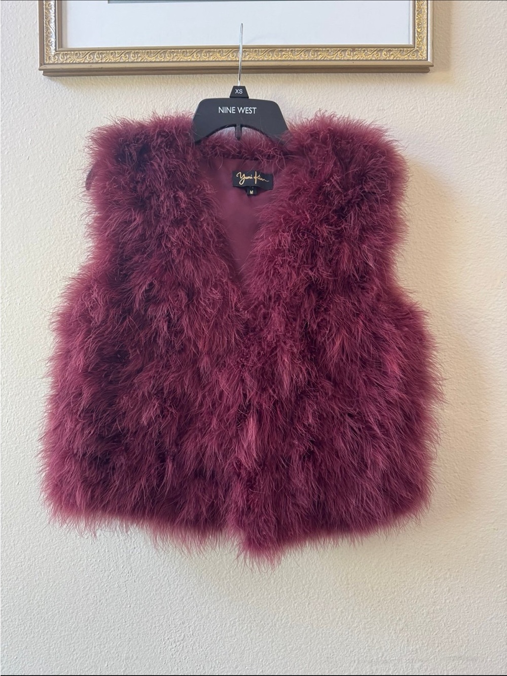 Yumi Kim burgundy jacket Away We Go real Feather Vest size M